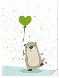 Wandsticker Otter mit Luftballon