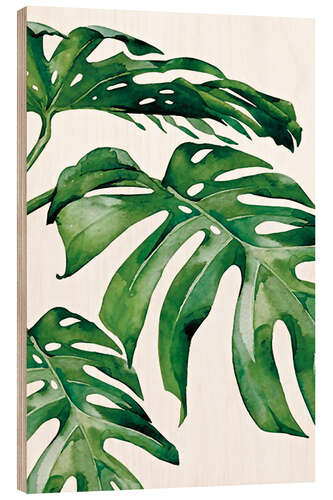 Hout print Green leaves I