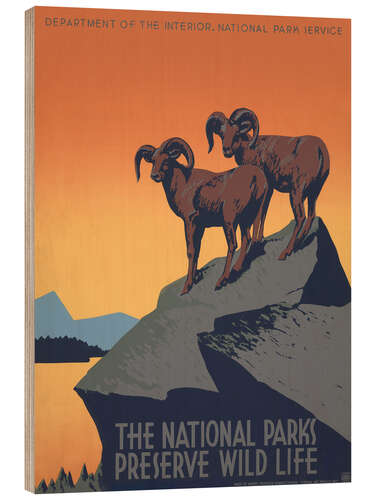 Wood print Protecting National Parks