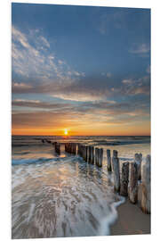 Foam board print Sunset at the groyne