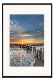 Gerahmter Kunstdruck Sonnenuntergang an der Buhne