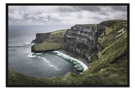 Gerahmter Kunstdruck Cliffs of Moher bei Regen