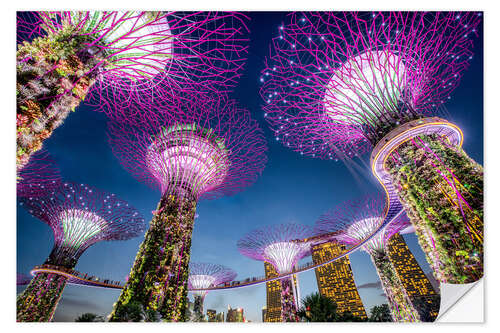 Selvklæbende plakat Supertrees in Singapore