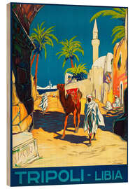 Tableau en bois  Tripoli - Lybia - Vintage Travel Collection