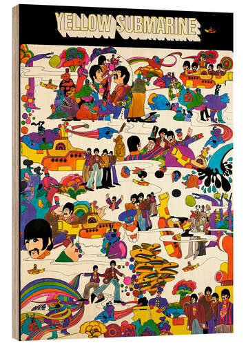 Tableau en bois Les Beatles - Yellow Submarine