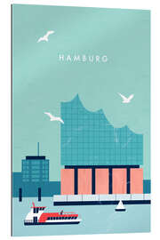 Stampa su plexi-alluminio Hamburg - Illustrazione della Elbphilharmonie di Amburgo