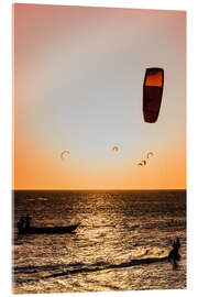 Acrylglas print Kitesurfing in the sunset