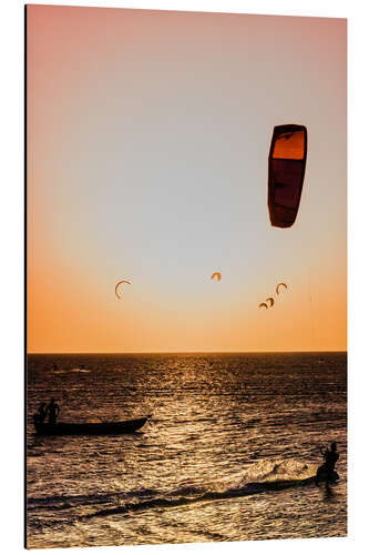 Aluminium print Kitesurfing in the sunset