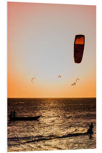 Foam board print Kitesurfing in the sunset