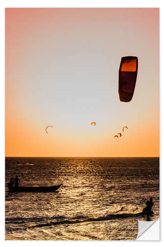 Sticker mural Kitesurf au coucher du soleil