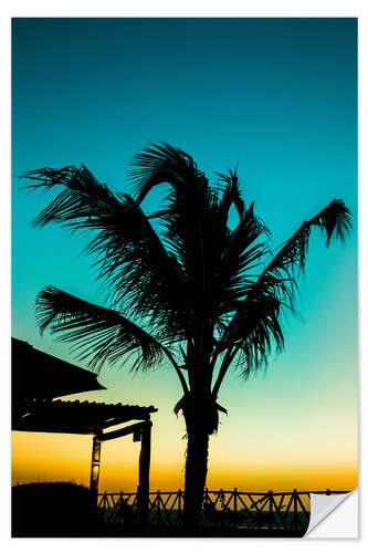 Sisustustarra Palm tree in blue sunset