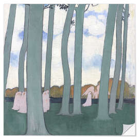 Muursticker Landscape with green trees or beeches in Kerduel