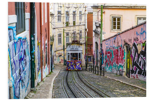 Print på skumplade Steep tram in the upper town