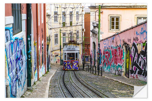 Selvklebende plakat Steep tram in the upper town