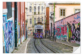 Selvklebende plakat Steep tram in the upper town