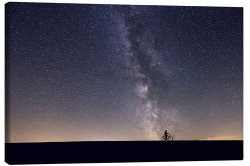 Canvas print Cyclist and the Milky Way