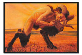 Gerahmter Kunstdruck Ein Faun, der auf der Flöte spielt