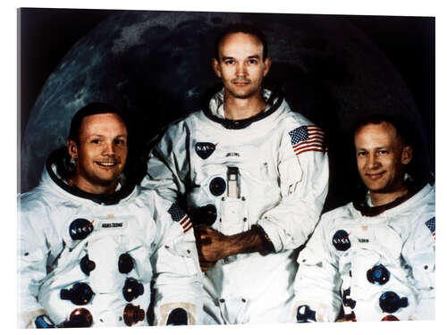 Acrylic print Neil Armstrong, Michael Collins and Buzz Aldrin, crew of Apollo 11