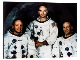 Aluminium print Neil Armstrong, Michael Collins and Buzz Aldrin, crew of Apollo 11