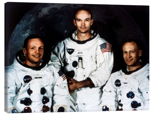 Stampa su tela Neil Armstrong, Michael Collins e Buzz Aldrin, equipaggio di Apollo 11