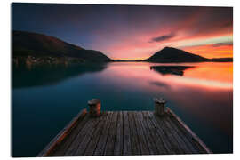 Acrylic print Red sunset over the fjord