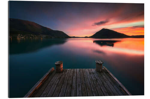 Gallery print Red sunset over the fjord