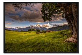 Gerahmter Kunstdruck Alpenwiese vor dem Watzmann