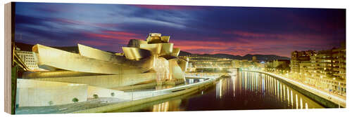 Wood print Guggenheim Museum in Bilbao at night