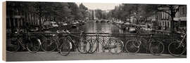 Tableau en bois Vélos sur les canaux d'Amsterdam