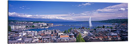 Aluminium print Geneva cityscape with Jet d'Eau fountain