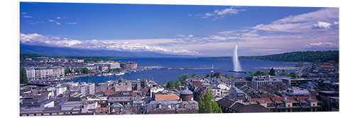 PVC-tavla Geneva cityscape with Jet d'Eau fountain