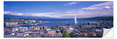 Wall sticker Geneva cityscape with Jet d'Eau fountain