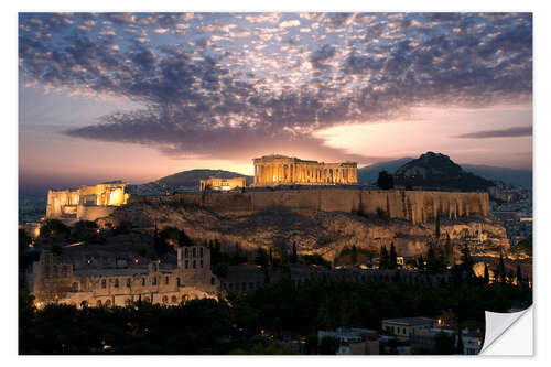 Selvklebende plakat Athens at night