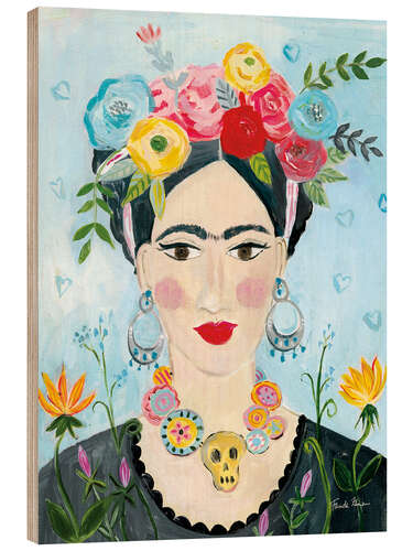 Wood print Tribute to Frida Kahlo