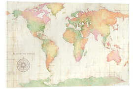 Quadro em acrílico Mapa-múndi, aguarela