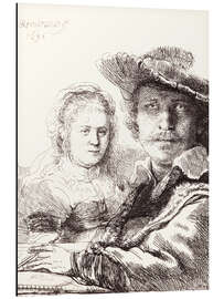 Magnettafel Selbstbildnis zeichnend mit Saskia