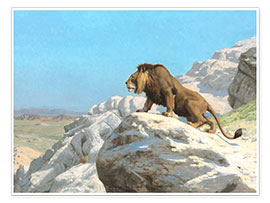 Kunstwerk  Lurking lion - Jean-Léon Gérôme