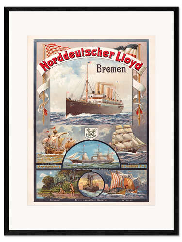 Kunsttryk i ramme Norddeutscher Lloyd