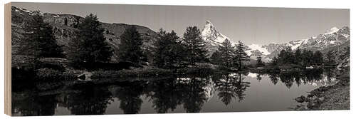 Holzbild Matterhorn reflektiert in den Grindjisee