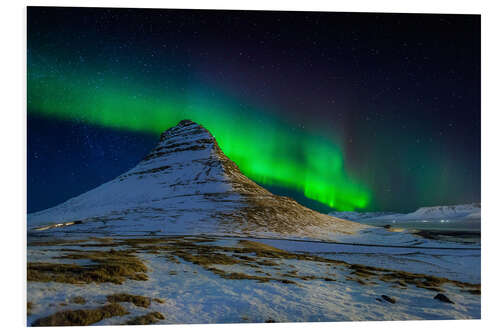 Tableau en PVC Aurore boréale sur le Kirkjufell