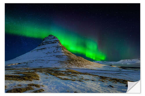 Wall sticker Aurora Borealis over the Kirkjufell