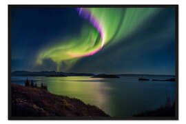 Gerahmter Kunstdruck Nordlicht über dem Thingvallavatn