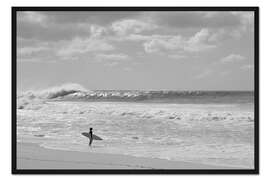 Gerahmter Kunstdruck Surfer am Strand in Hawaii