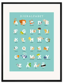 Gerahmter Kunstdruck Tieralphabet (schwedisch)