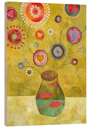 Hout print The vase with the fish