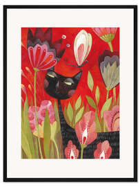 Gerahmter Kunstdruck Gartenstreifzug der Katze