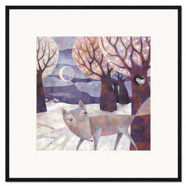 Framed art print White wolf in the moonlight