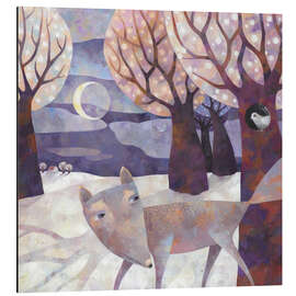 Magnettafel Weißer Wolf im Mondlicht