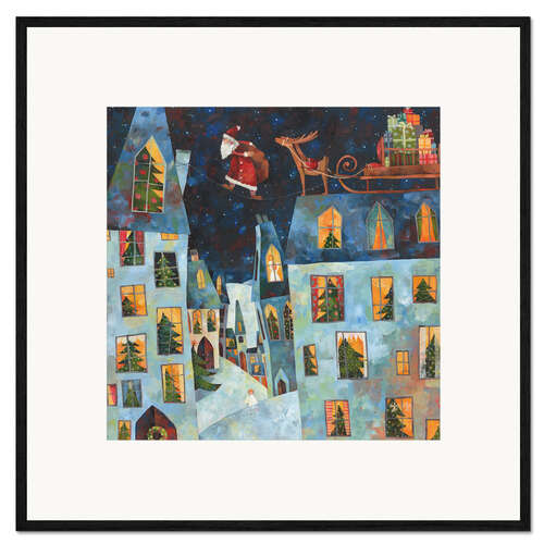 Framed art print Christmas roofs