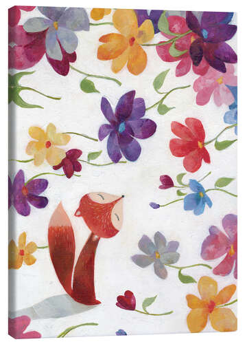 Canvas-taulu Fox in the sea of flowers